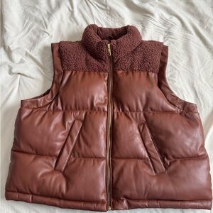 Maurices Chocolate Brown Faux Leather Women's Vest
